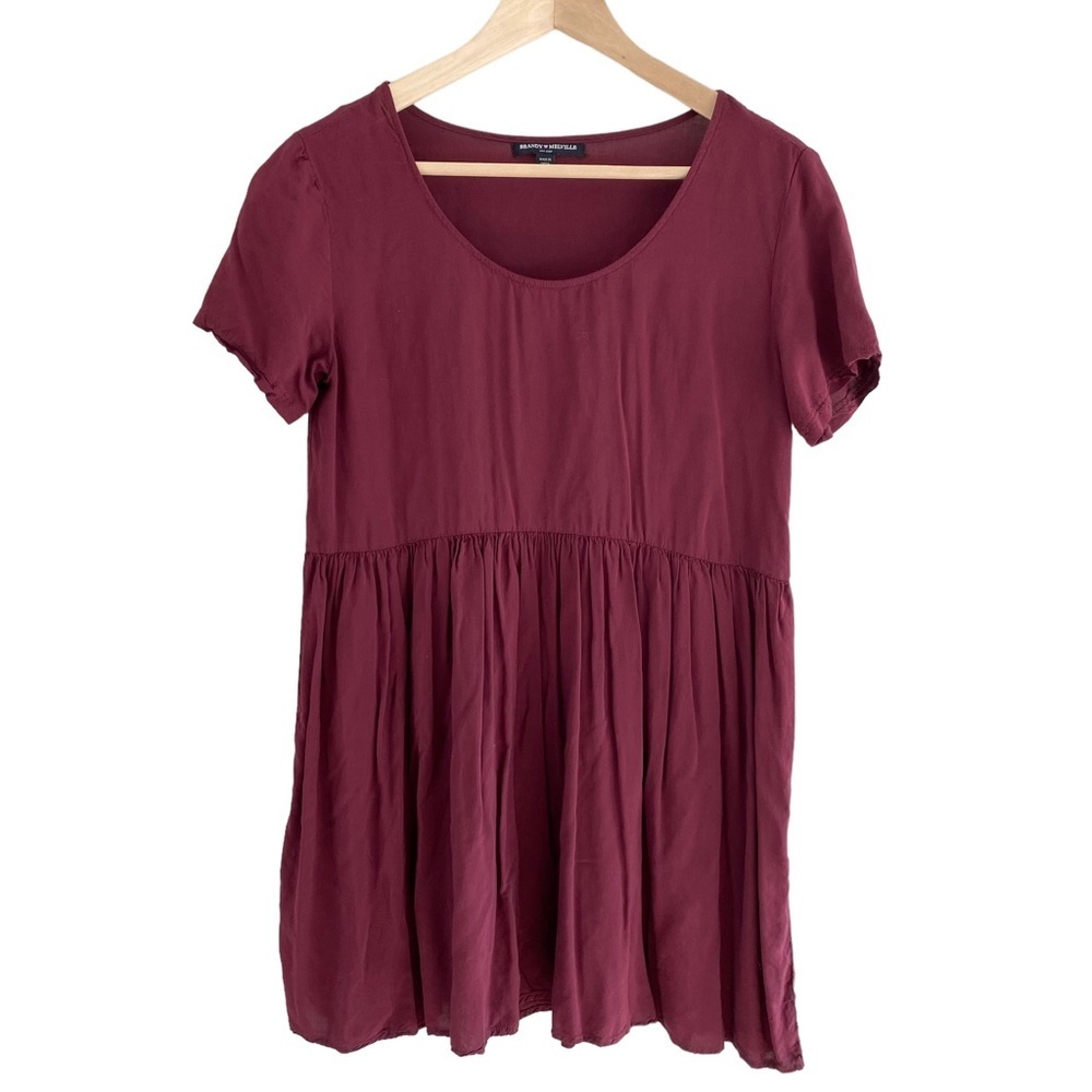 BRANDY Melville Peasant Style Flowy Top  Burgundy Color